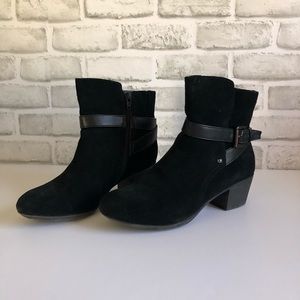 White Mountain black suede booties